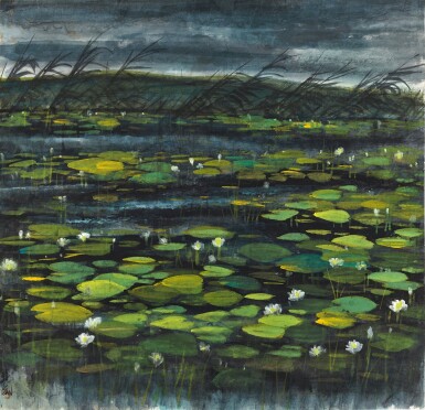 View full screen - View 1 of Lot 3141. 林風眠 Lin Fengmian | 荷塘暮色 Lotus Pond at Dusk.
