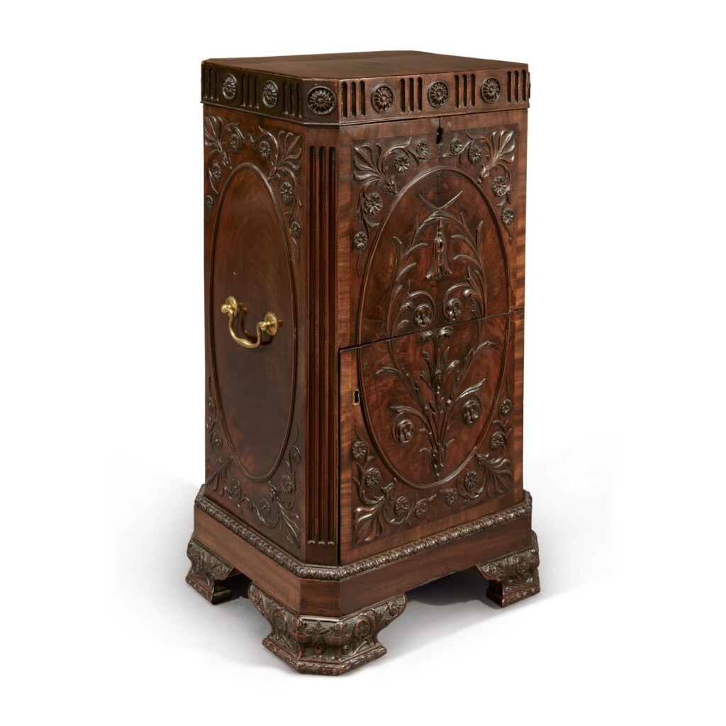 View full screen - View 1 of Lot 586. AN ADAM REVIVAL MAHOGANY PEDESTAL CUPBOARD, 19TH CENTURY.