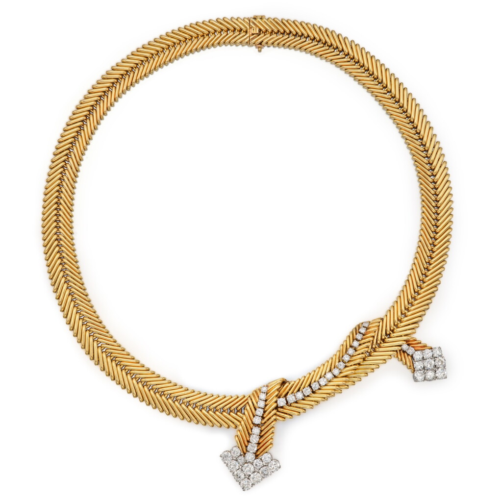 View full screen - View 1 of Lot 265. Gold and Diamond 'Cheveux D'Ange' Necklace, France.