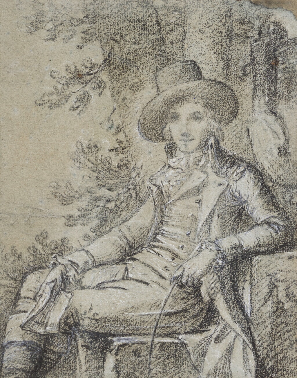 View full screen - View 1 of Lot 46. Portrait of a gentleman dressed for riding (traditionally Charles-Louis Cadet de Gassicourt).