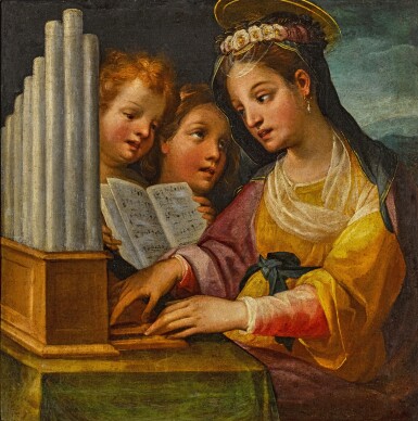 View full screen - View 1 of Lot 142. Saint Cecilia at the organ, flanked by angels.