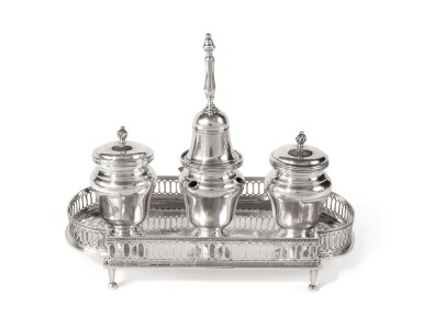 View full screen - View 1 of Lot 182. A SPANISH SILVER INKSTAND, JUAN ENRIQUE MORIN, MADRID, 1786.