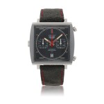 HEUER | MONACO, REF 1133G STAINLESS STEEL CHRONOGRAPH WRISTWATCH WITH DATE CIRCA 1972