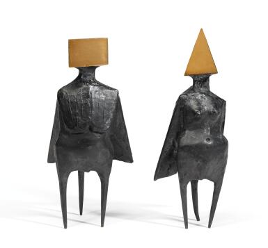 View full screen - View 1 of Lot 246. LYNN CHADWICK, R.A. | PAIR OF STANDING FIGURES.