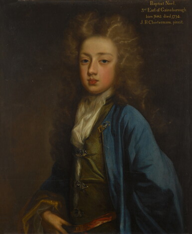 View full screen - View 1 of Lot 84. Portrait of Baptist Noel, 3rd Earl of Gainsborough (1684–1714), half-length, when a boy and wearing a wig and blue jacket.