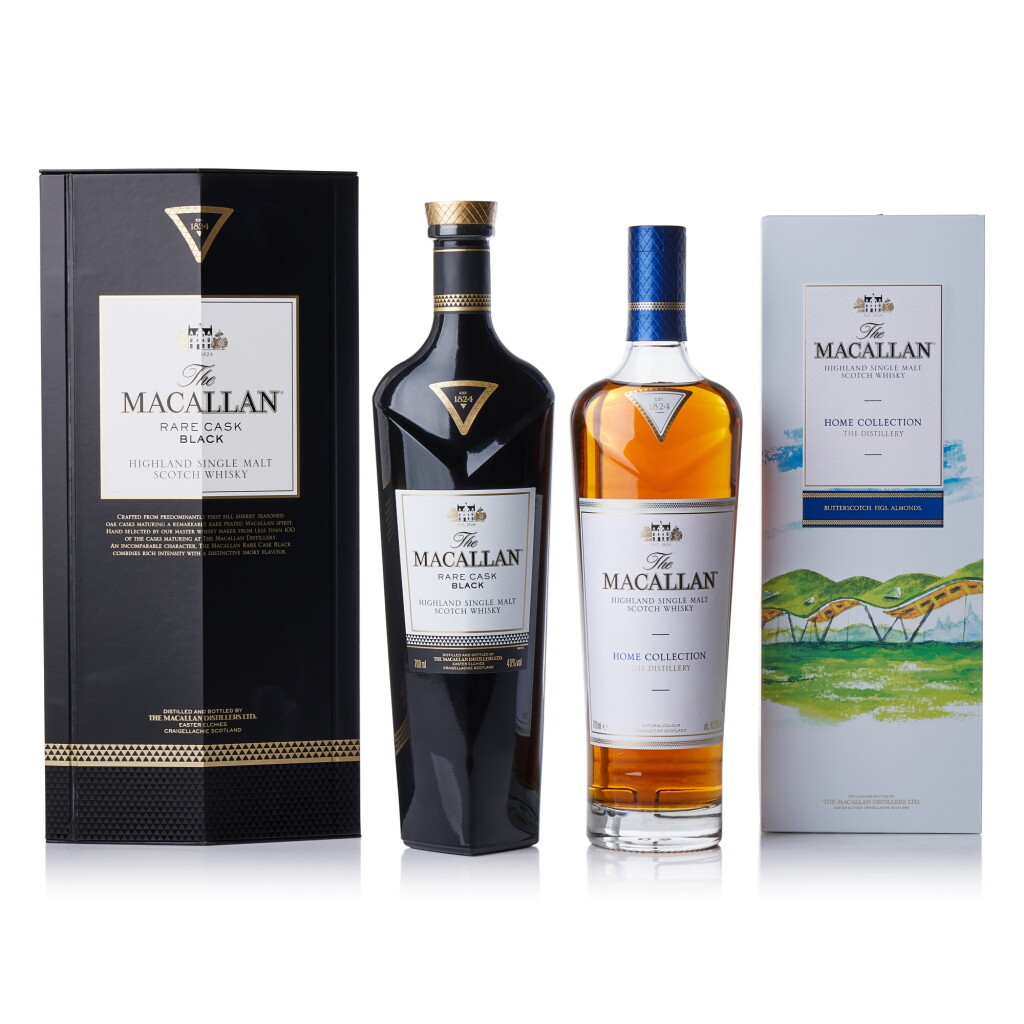 View full screen - View 1 of Lot 3276. The Macallan Rare Cask Black 48.0 abv NV + The Macallan Home Collection The Distillery 43.5 abv NV (2 BT70).