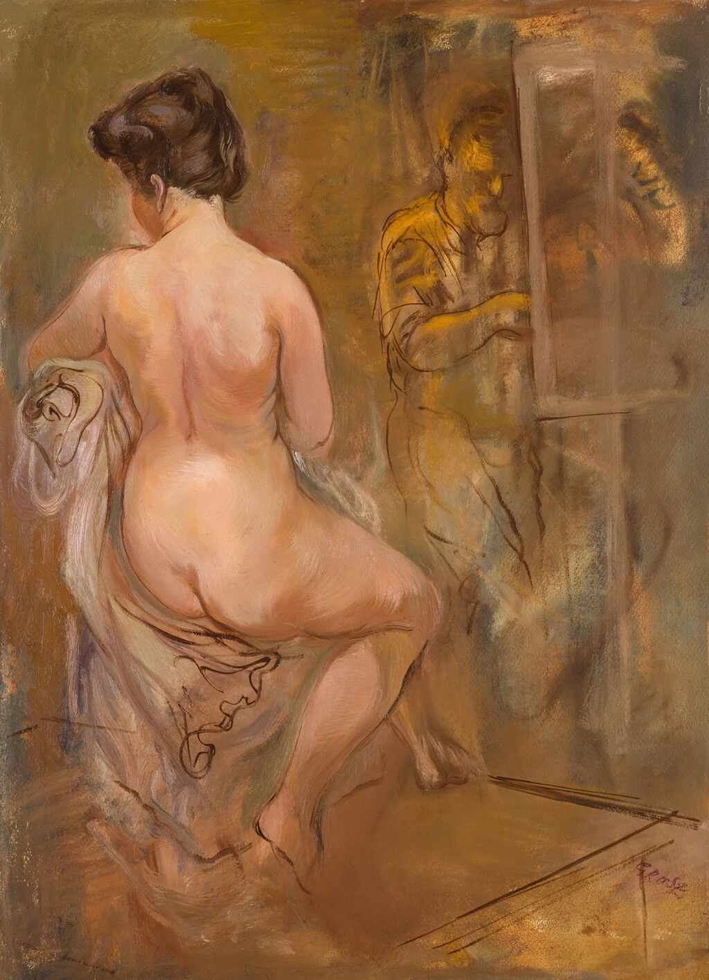 View full screen - View 1 of Lot 43. GEORGE GROSZ | ARTIST AND MODEL .