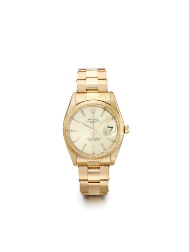 View full screen - View 1 of Lot 35. ROLEX | DATE REF 1507 A PINK GOLD AUTOMATIC CENTER SECONDS WRISTWATCH WITH DATE AND BRACELET CIRCA 1963.