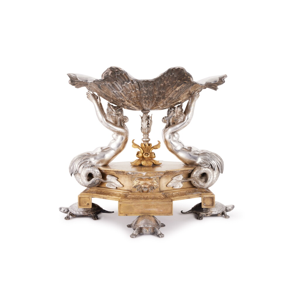 View full screen - View 1 of Lot 158. Attributed to François Désiré Froment-Meurice, (1802-1855) A Silvered and Gilt-Bronze Surtout, Probably After a Design by Jean-Baptiste Klagman, Circa 1844.