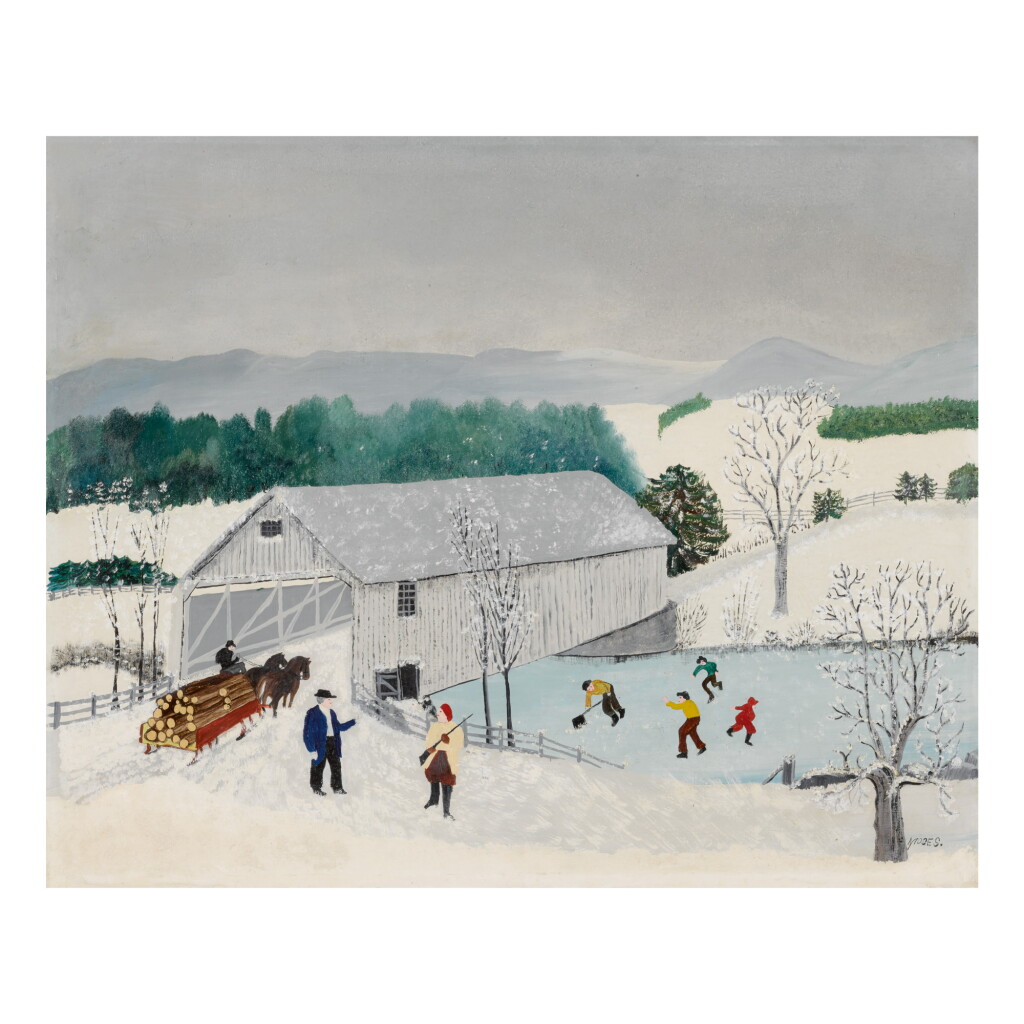 View full screen - View 1 of Lot 30. ANNA MARY ROBERTSON (GRANDMA) MOSES | COVERED BRIDGE.