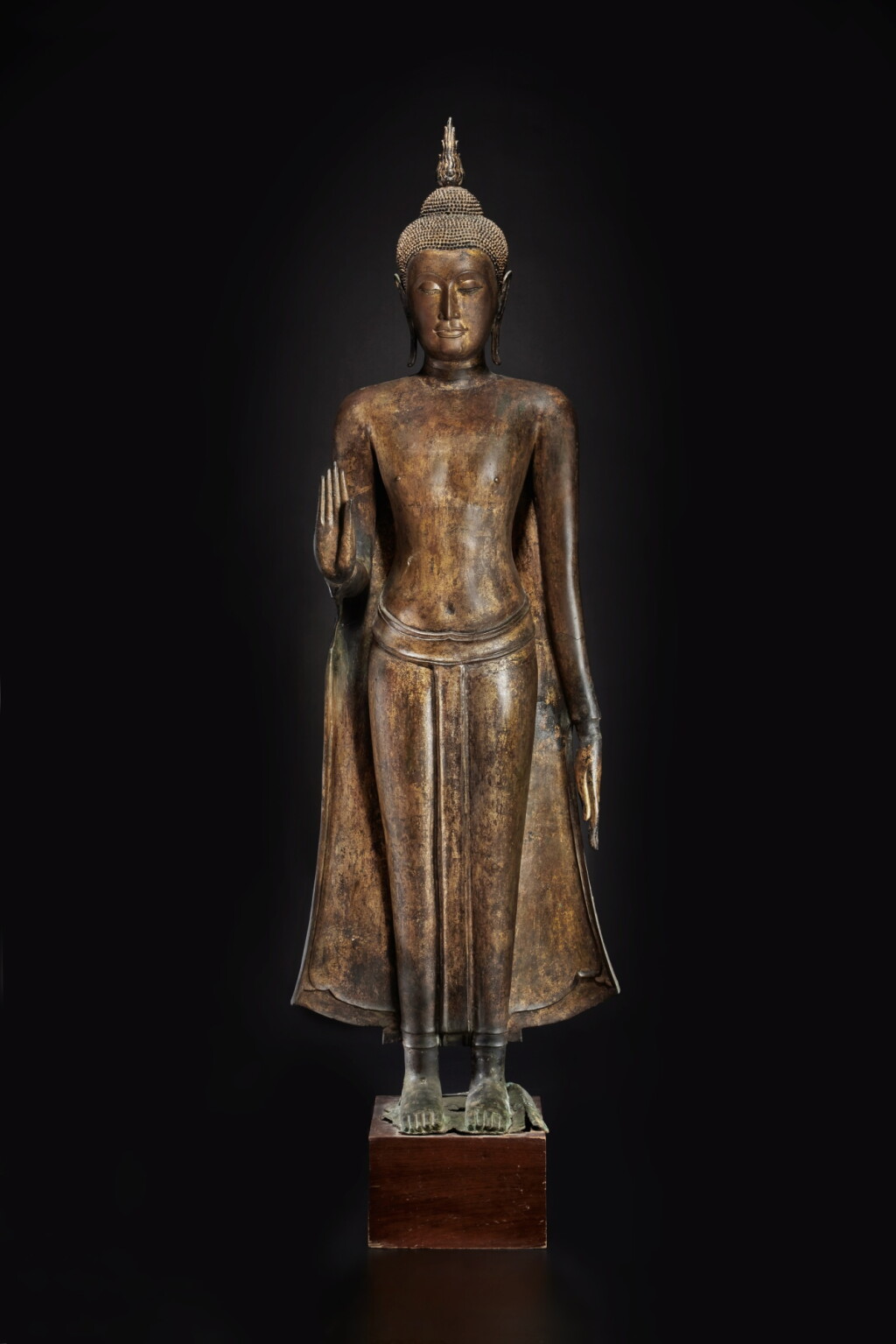 View full screen - View 1 of Lot 551. A large gilt-bronze figure of Shakyamuni Buddha, Thailand, Ayutthaya period, 15th century .