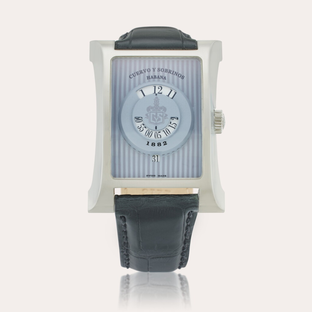 View full screen - View 1 of Lot 648. Reference A2412/2 Espléndidos 1882 | A stainless steel automatic rectangular wristwatch with date, Circa 2010.