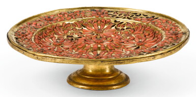 View full screen - View 1 of Lot 190. A SICILIAN GILT-COPPER AND CORAL TAZZA, TRAPANI, FIRST HALF 17TH CENTURY.