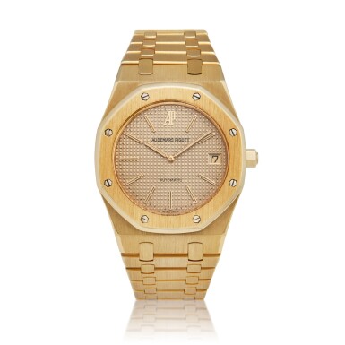 View full screen - View 1 of Lot 150. Reference 14802 Royal Oak Jubilee | A limited edition yellow gold wristwatch with date and bracelet, Circa 1992 | 愛彼 14802 型號 Royal Oak Jubilee | 限量版黃金鍊帶腕錶備日期顯示,約1992年製.