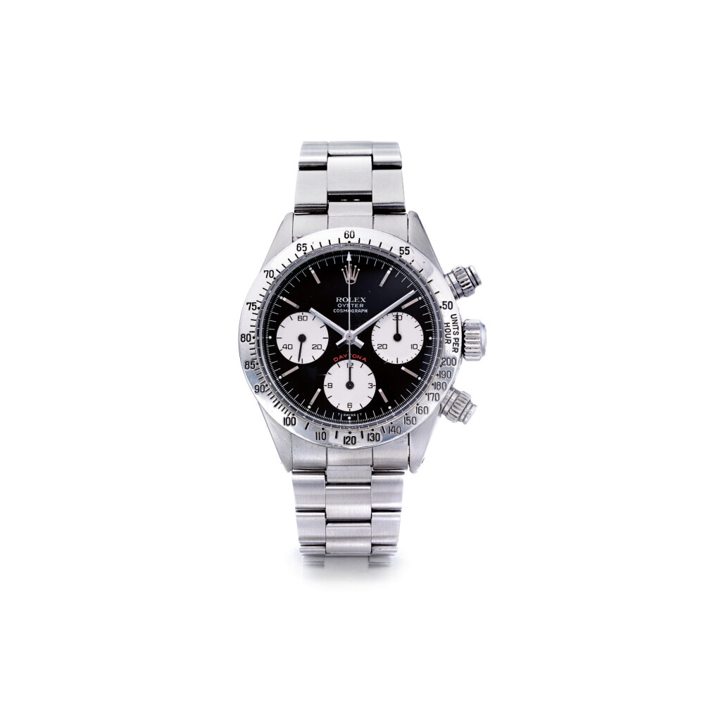 View full screen - View 1 of Lot 1066. ROLEX | REF 6265/6262 DAYTONA, A STAINLESS STEEL CHRONOGRAPH WRISTWATCH WITH BRACELET, CIRCA 1977 | 勞力士 |6265/6262型號「DAYTONA」精鋼計時鍊帶腕錶,年份約1977.