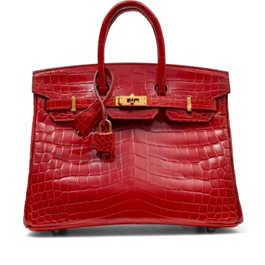 View full screen - View 1 of Lot 1333. Sanguine Shiny Niloticus Crocodile Birkin 25 Gold Hardware, 2021.