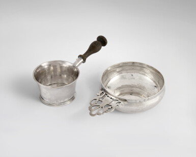 View full screen - View 1 of Lot 633. A Queen Anne Silver Saucepan and Porringer, Edward Yorke and Daniel Lock, London, 1709.