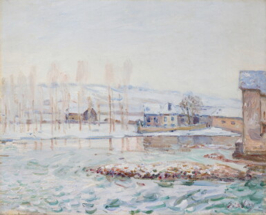 View full screen - View 1 of Lot 133. Moret-sur-Loing, les moulins, effet de neige.