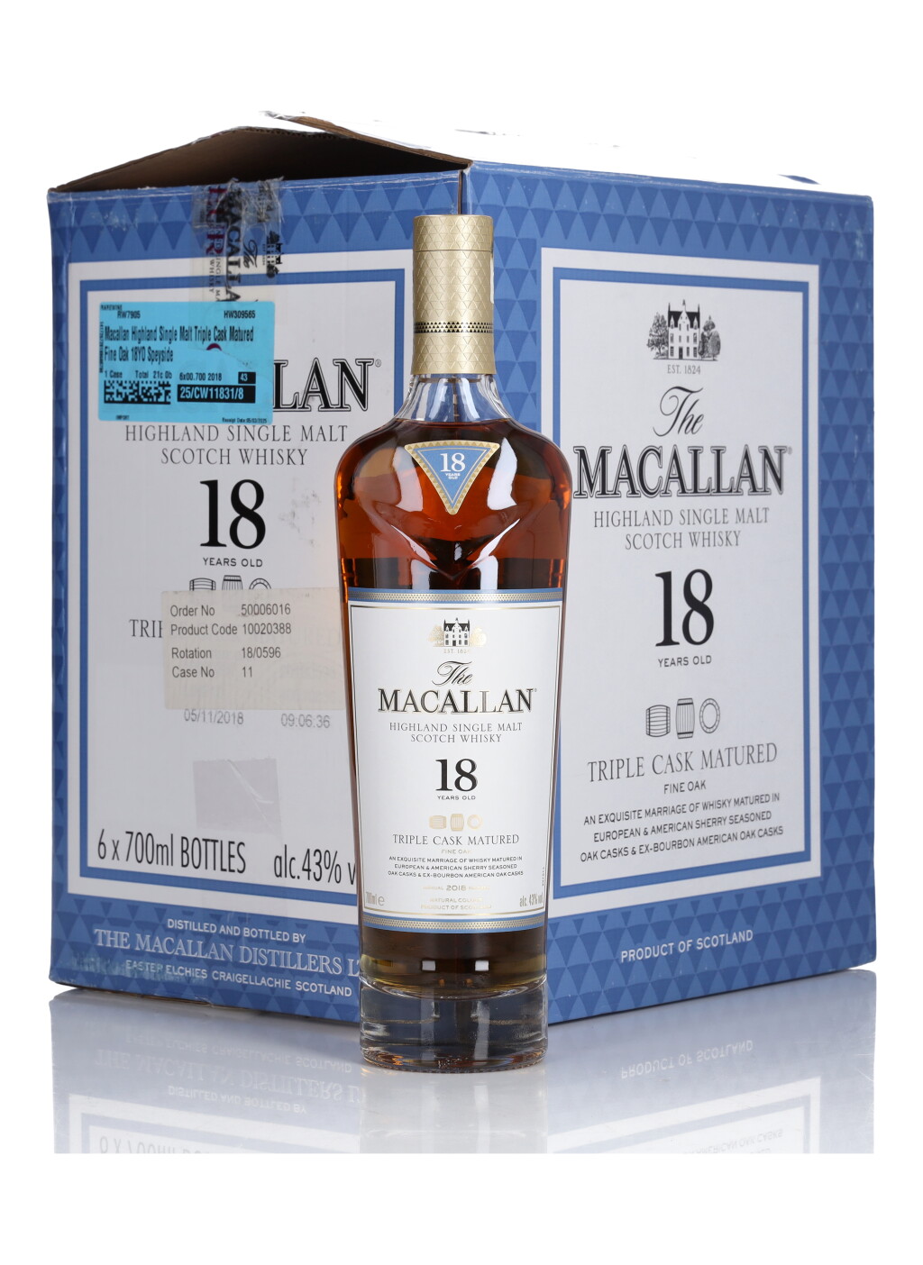 View full screen - View 1 of Lot 38. The Macallan 18 Year Old Triple Cask 43.0 abv NV (6 Bottles 70cl).