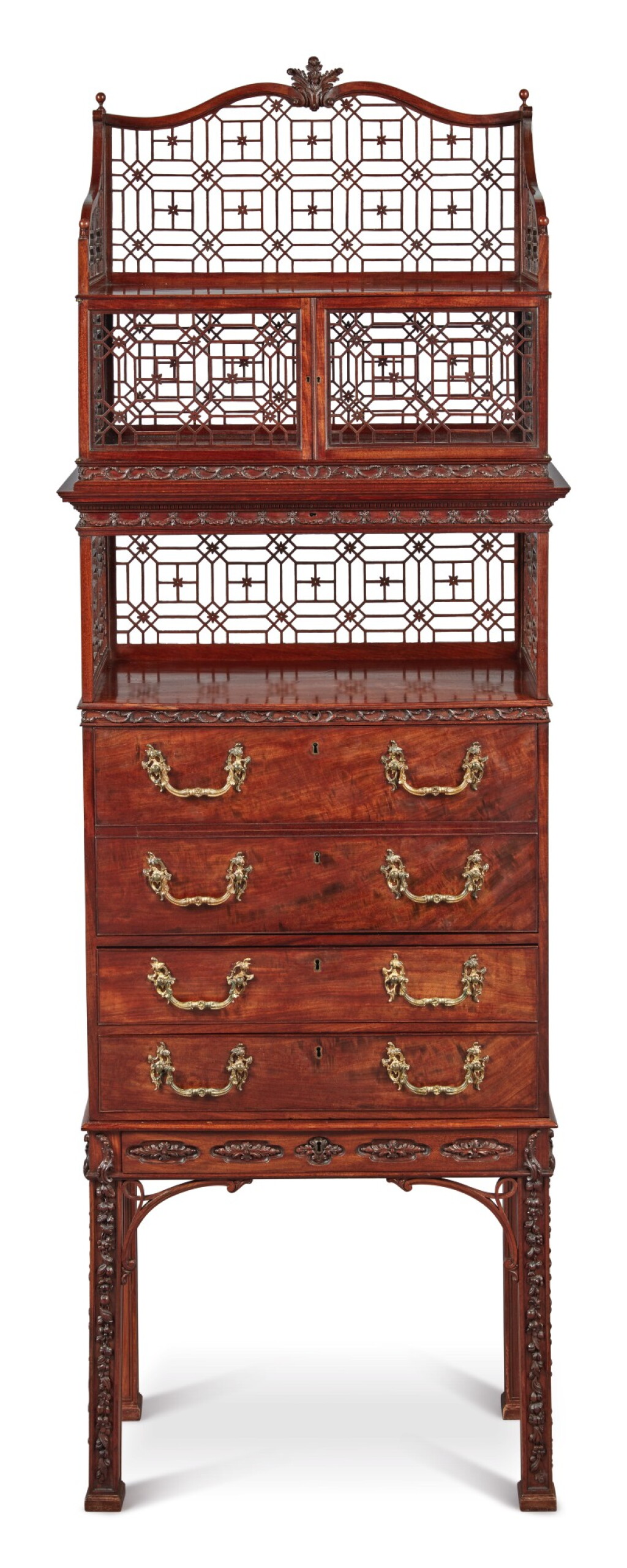View full screen - View 1 of Lot 137. A George III Mahogany Secretaire Cabinet on Stand Attributed to William Vile, Circa 1760.