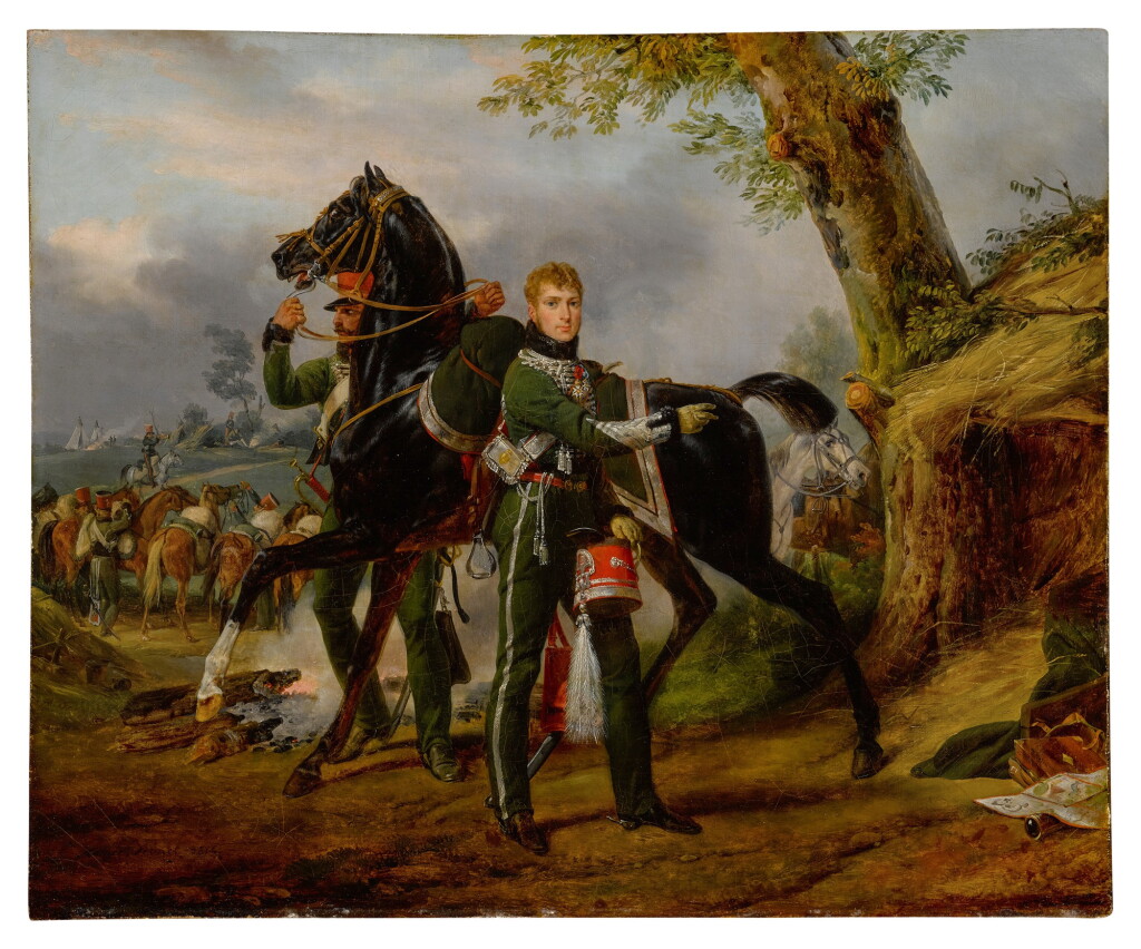 View full screen - View 1 of Lot 49. César-René-Marie-François-Rodolphe de Vachon, Marquis de Belmont-Briançon, a battlefield beyond.