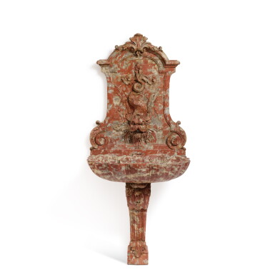 View full screen - View 1 of Lot 682. A Louis XIV red marble wall fountain, early 18th century .