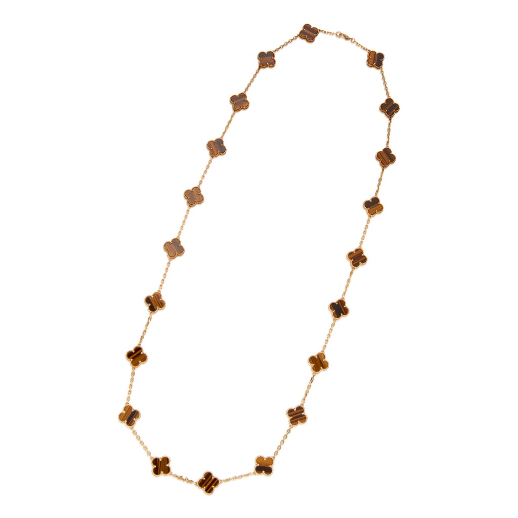 View full screen - View 1 of Lot 12. TIGER'S EYE 'VINTAGE ALHAMBRA' NECKLACE, VAN CLEEF & ARPELS, FRANCE.