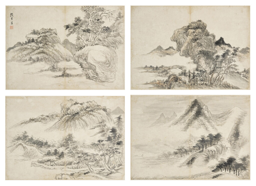 View full screen - View 1 of Lot 9033. 奚岡 山水冊 | Xi Gang, Landscapes.