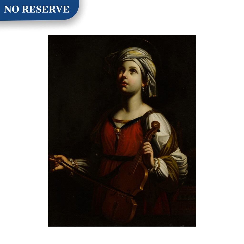 View full screen - View 1 of Lot 40. St. Cecilia playing the violin.