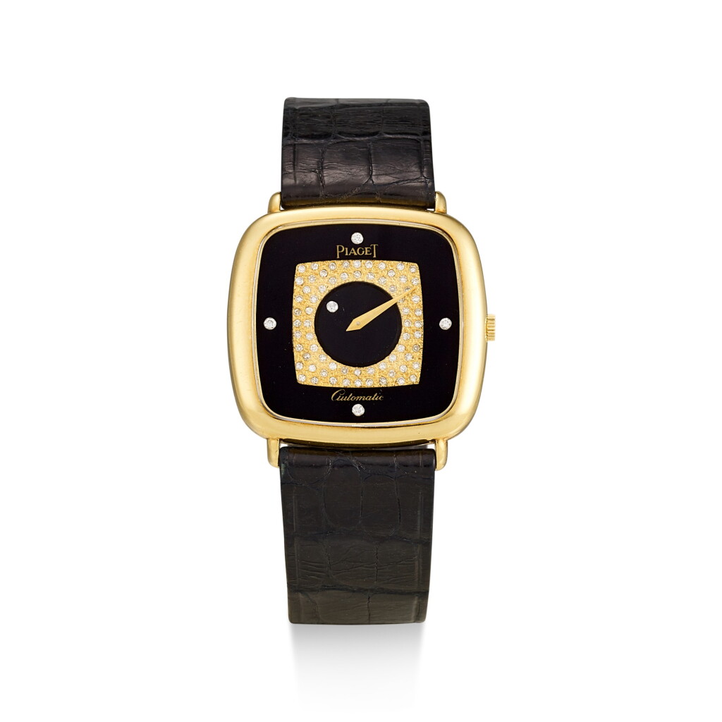 View full screen - View 1 of Lot 106. PIAGET | REFERENCE 12773, A YELLOW GOLD AND DIAMOND-SET WRISTWATCH WITH ONYX DIAL, CIRCA 1980.