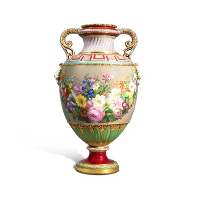View full screen - View 1 of Lot 120. A Sèvres (Louis-Phillipe) Red-Ground Vase, 'vase Fontaine', Circa 1844.