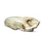 A white and black jade 'buffalo and millet' group, Late Ming - early Qing dynasty 明末至清初 玉臥牛銜穗