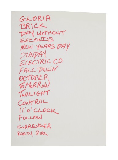 View full screen - View 1 of Lot 121. U2 | An autograph setlist by Bono.