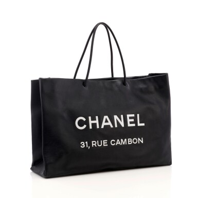 View full screen - View 1 of Lot 180. Large black leather '31 Rue Cambon' tote bag.