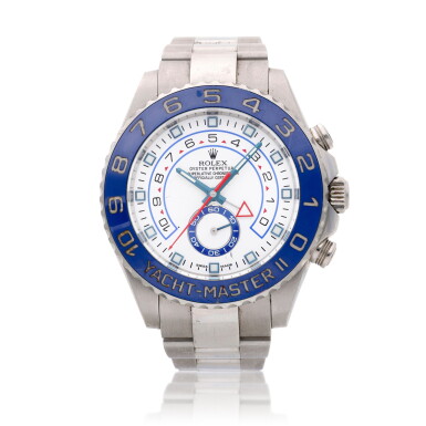 Voir en plein écran - Voir 1 du lot 209. Reference 116680 Yacht-Master II | A stainless steel automatic fly-back chronograph wristwatch with retrograde countdown and bracelet, Circa 2015.