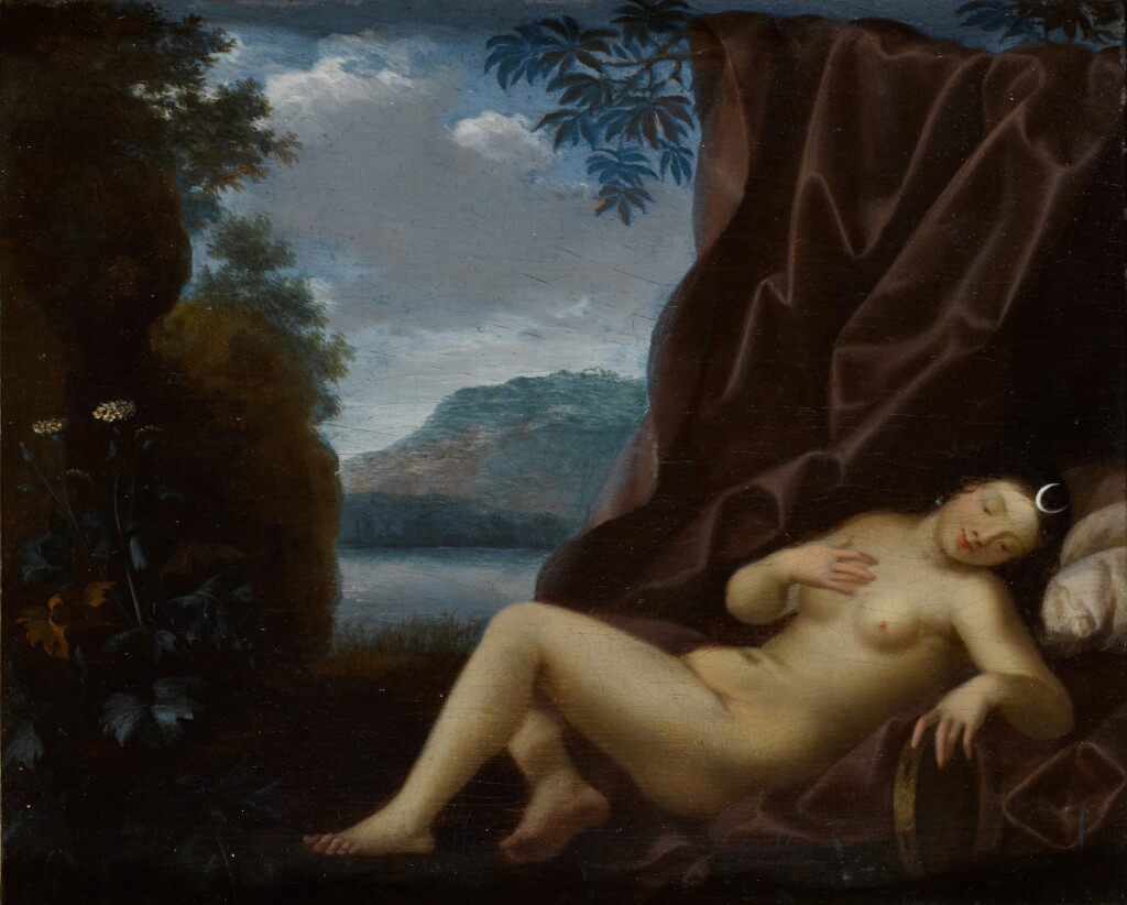 View full screen - View 1 of Lot 97. TOUSSAINT GELTON | Diana resting with a landscape beyond.