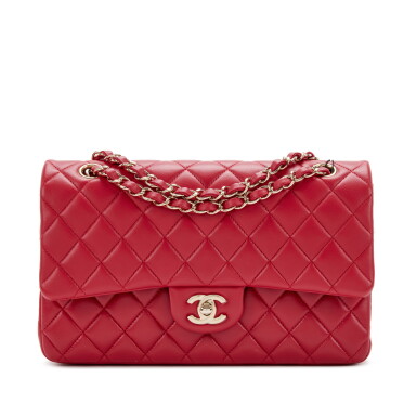 View full screen - View 1 of Lot 132. Dark Pink Quilted Lambskin Medium Classic Double Flap Bag Gold Hardware, 2016.