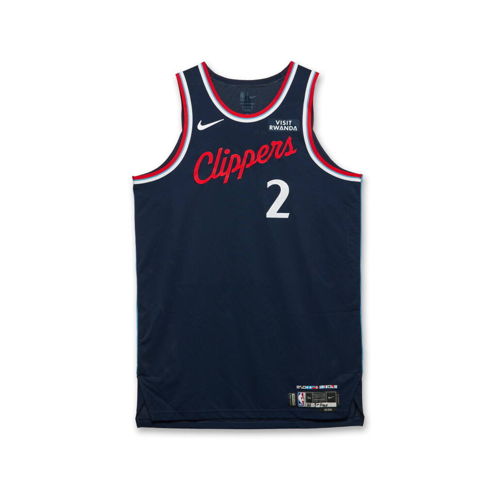 View full screen - View 1 of Lot 27. Kawhi Leonard Los Angeles Clippers 2025-2026 NBA Tip-Off Game Worn Icon Edition Jersey.