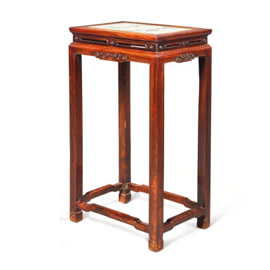 View full screen - View 1 of Lot 335. A MARBLE-INSET HONGMU STAND QING DYNASTY, 19TH CENTURY.