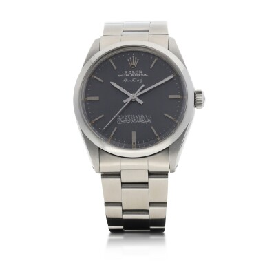 View full screen - View 1 of Lot 9246. Rolex | AirKing, Reference 5500, AirKing, Reference 5500, A stainless steel wristwatch with bracelet made for the first Minister of Education, Circa 1989 | 勞力士 | AirKing 型號5500 精鋼鏈帶腕錶,為前科威特教育部長,約1989年製.
