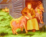 Old Woman Hugging a Goat