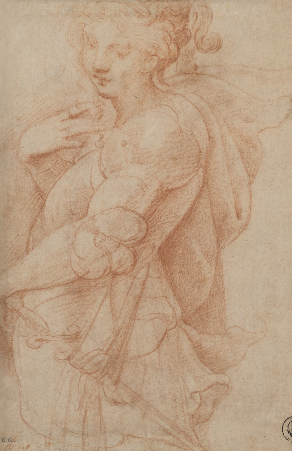 View full screen - View 1 of Lot 11. Study of a female figure in armor, possibly Minerva.