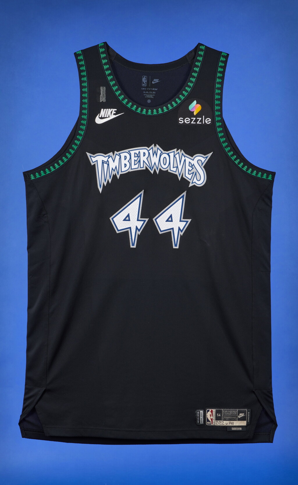 View full screen - View 1 of Lot 37. Rocco Zikarsky ‘Rookie Debut’ Minnesota Timberwolves 2025-2026 Game Worn Classic Edition Jersey .