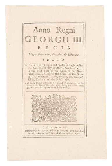View full screen - View 1 of Lot 81. (Stamp Act) | First official printing of the Stamp Act.