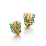 Turquoise and Diamond Earclips