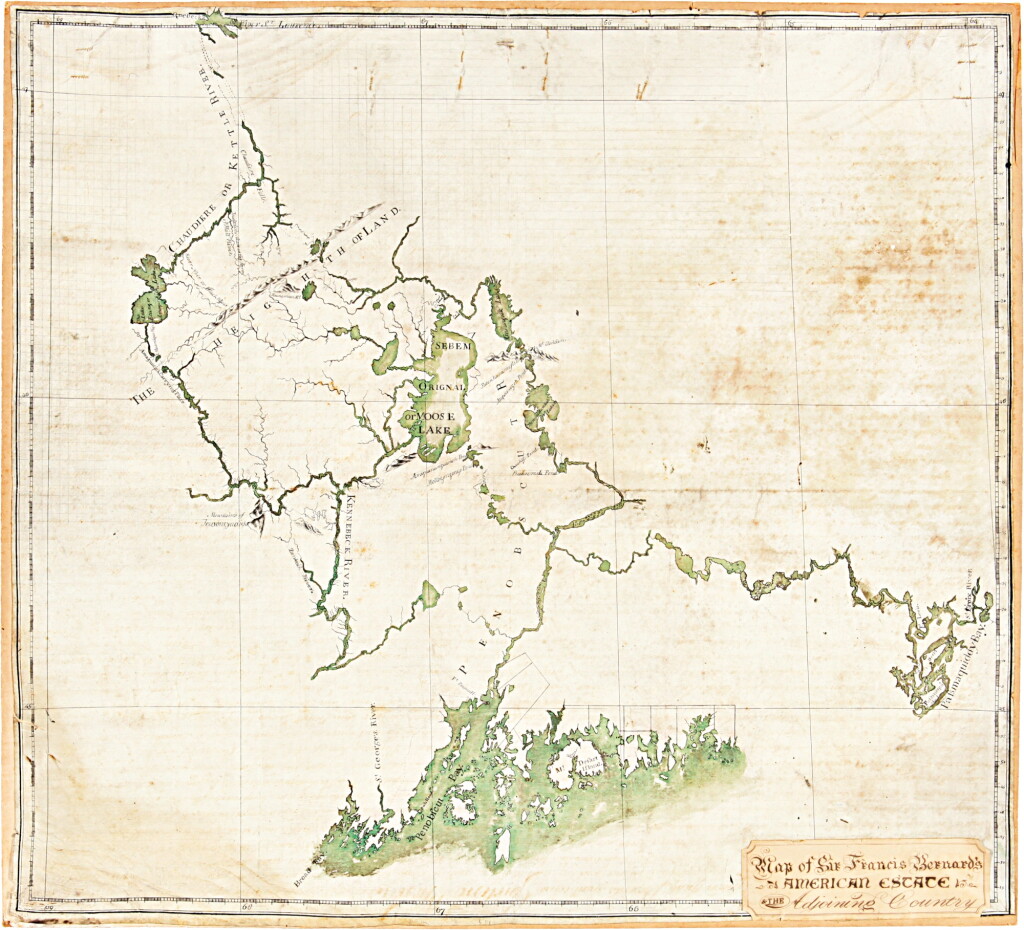 View full screen - View 1 of Lot 1009. Bernard, Sir Francis, and Francis Miller (surveyor) | Among the earliest English surveys of the interior of Maine.