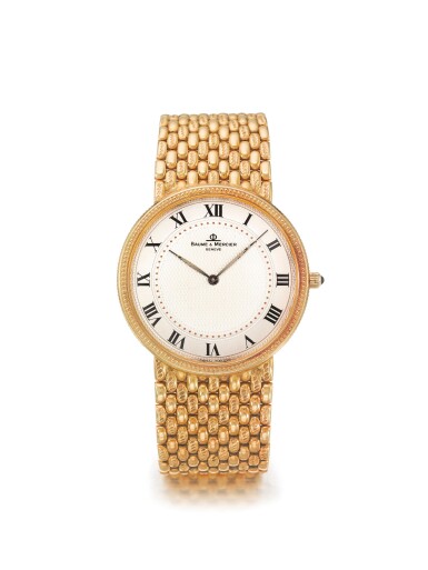 View full screen - View 1 of Lot 56. BAUME & MERCIER | A YELLOW GOLD WRISTWATCH CIRCA 1995.