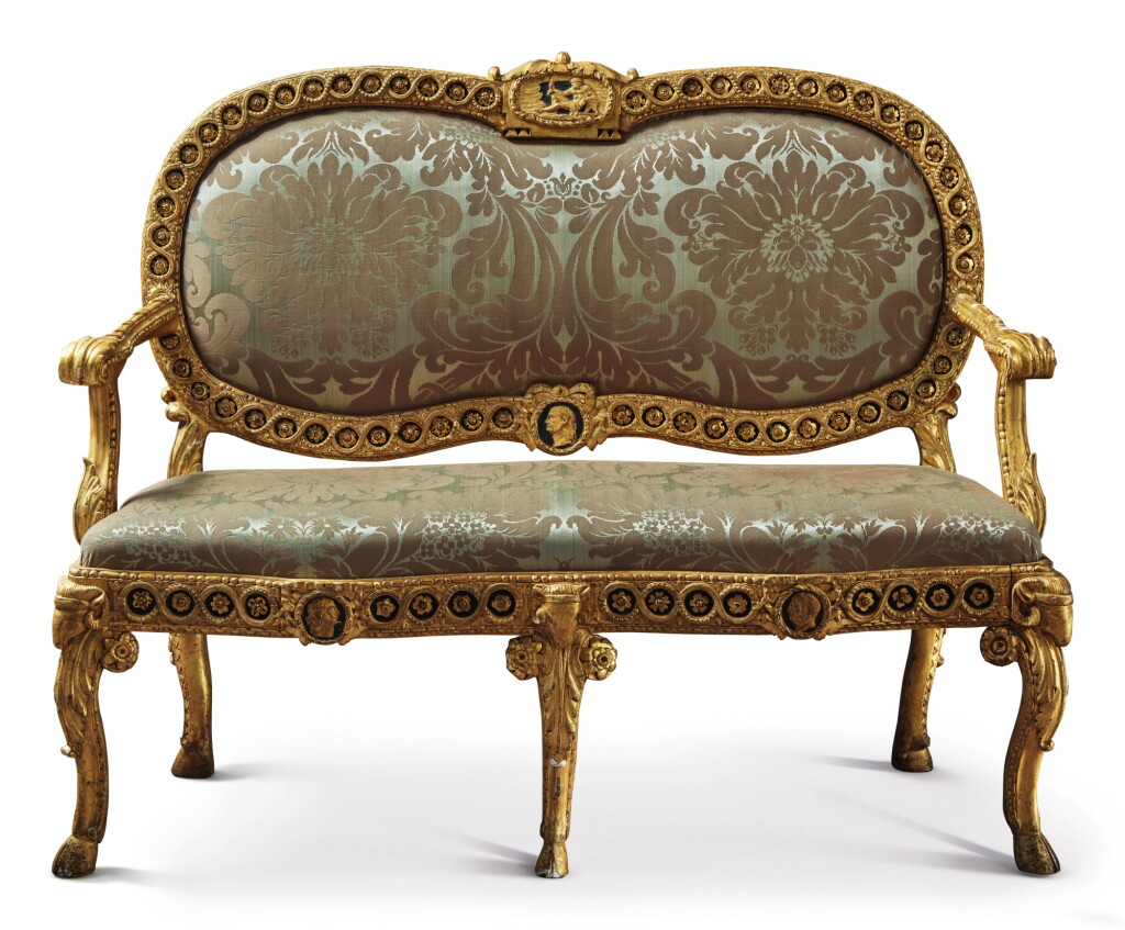 View full screen - View 1 of Lot 117. AN ITALIAN NEOCLASSICAL GILTWOOD SOFA, ROME, LATE 18TH CENTURY.