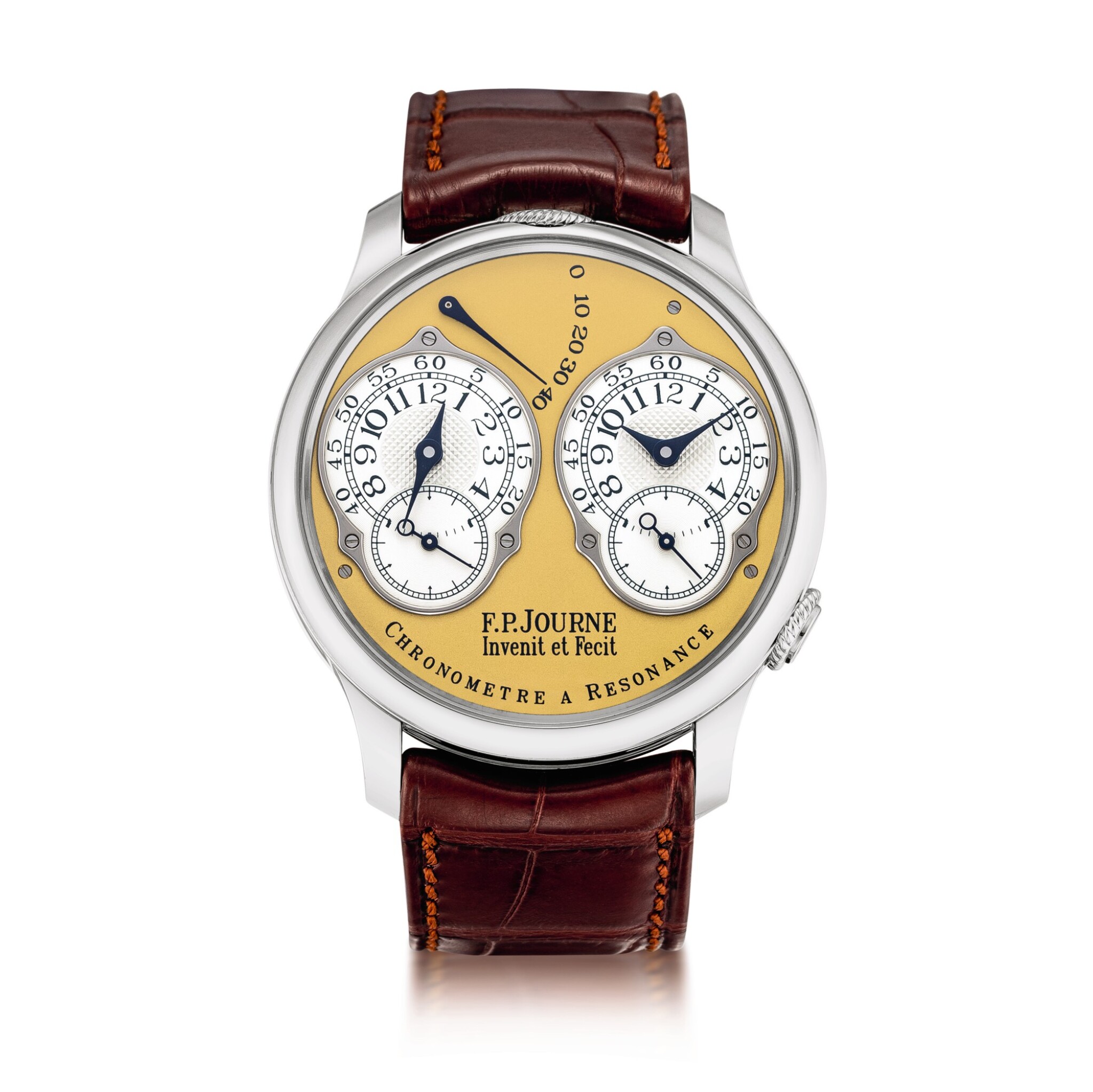 F P Journe Chronometre A Resonance A Limited Edition Stainless Steel Dual Time Zone Wristwatch With Power Reserve Indication Circa 15 Chronometre A Resonance 限量版精鋼兩地時間腕錶 備動力儲備顯示 約15年製 F P Journe Chronometre A Resonance A Limited Edition Stainless Steel Dual Time Zone Wristwatch With Power Reserve Indication Circa 15 Chronometre A Resonance 限量版精鋼兩地時間腕錶 備動力儲備顯示 約15年製