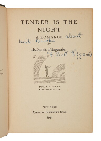 View full screen - View 1 of Lot 92. Fitzgerald, F. Scott | First edition, presentation copy, and a former mystery.